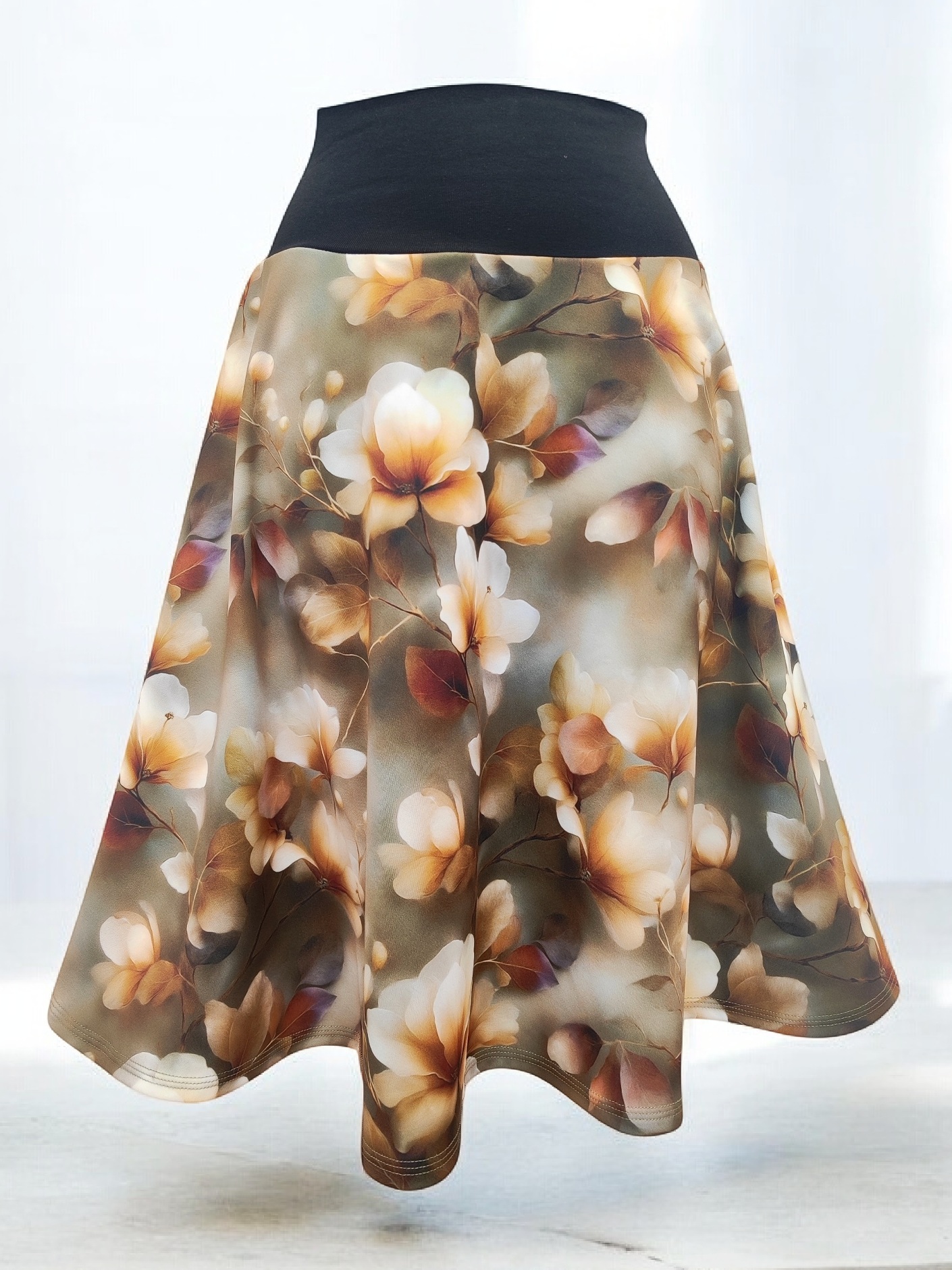 Elegantní půlkolová sukně do pasu – zimní kolekce ŠatySukně